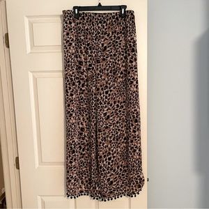 Swimsuit Cover-up Pants Leopard Sheer Tassel